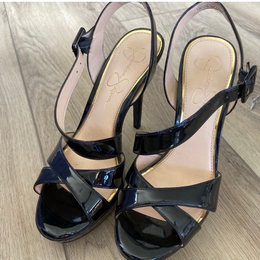 Jessica Simpson Black Patent Slingback Heels
